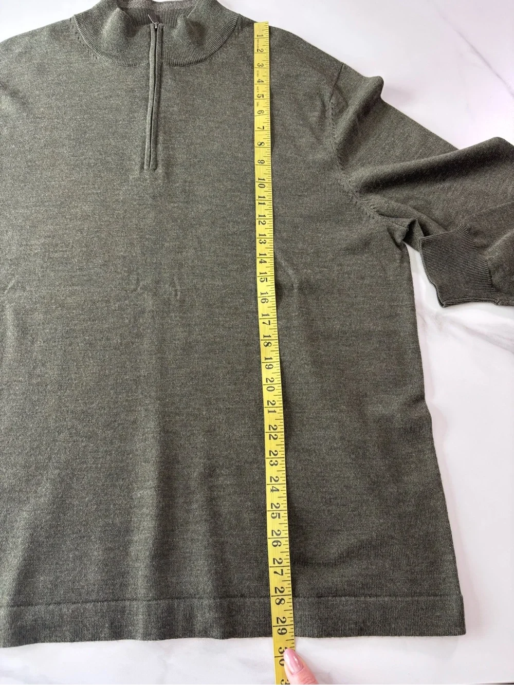 Joseph Abboud Olive Green Half-Zip Sweater 100% merino wool XXL